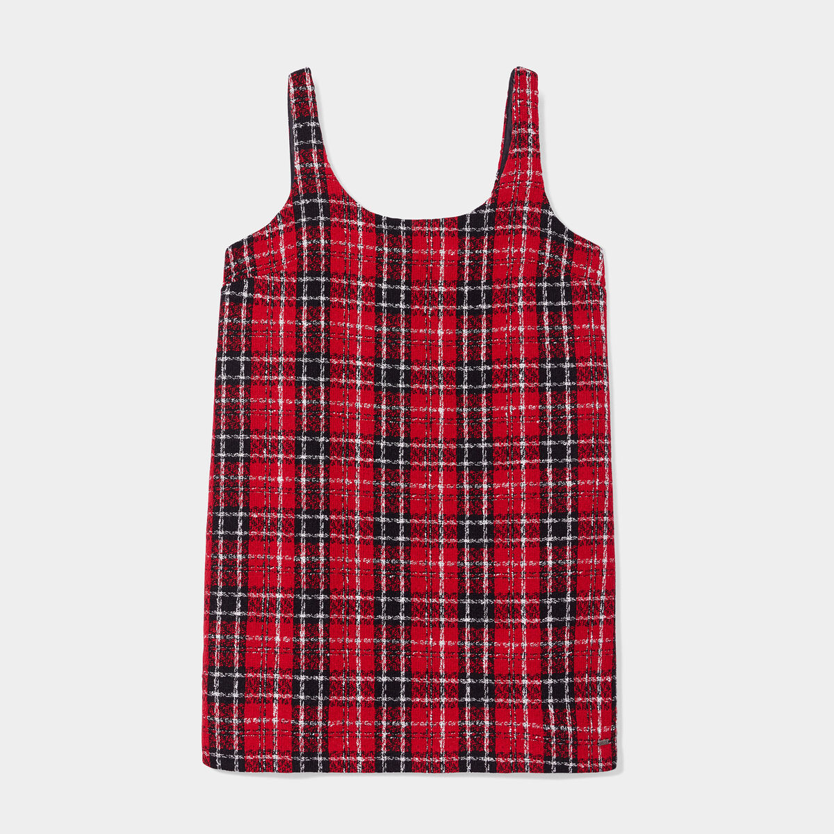 Robe chasuble courte droite rouge femme