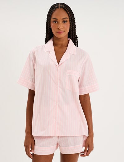 Ensemble pyjama chemise et short ecru femme