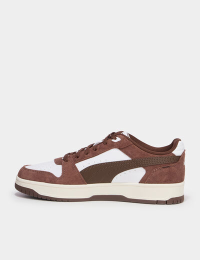 Baskets &agrave; lacets en cuir Puma Slam SD marron homme