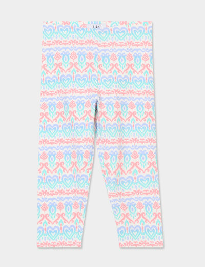 Legging 3/4 élastiqué coton ecru fille