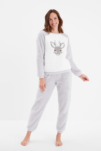 Ensemble pyjama 2 pièces gris femme