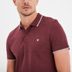Polo manches courtes bords contrastés prune homme
