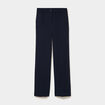 Pantalon taille haute droit avec pinces bleu fonc&eacute; femme