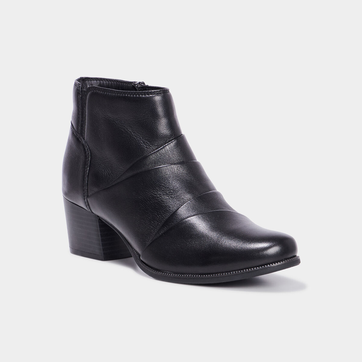 Bottines en cuir &agrave; talons 4 cm noir femme