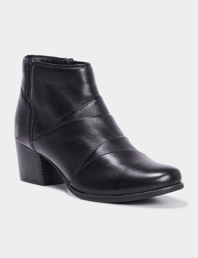 Bottines en cuir à talons 4 cm noir femme