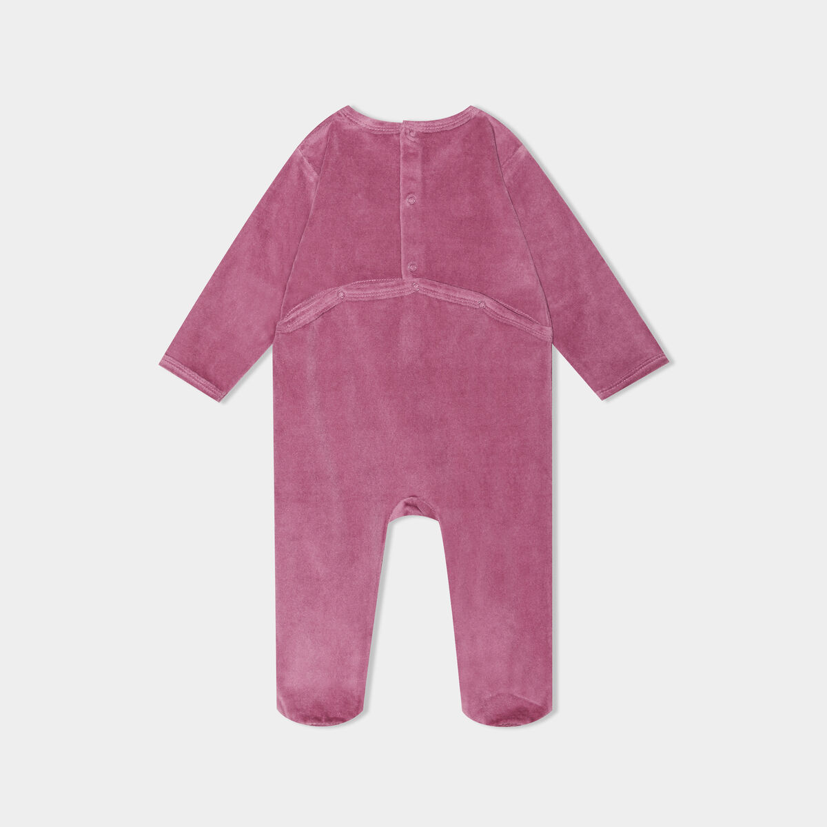 Dors-bien manches longues effet velours prune bébé fille