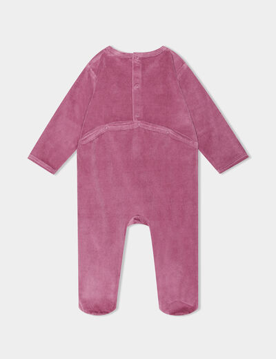 Dors-bien manches longues effet velours prune bébé fille