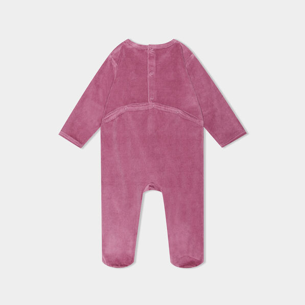 Dors-bien manches longues effet velours prune bébé fille