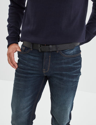 Ceinture avec boucle carr&eacute;e noir homme