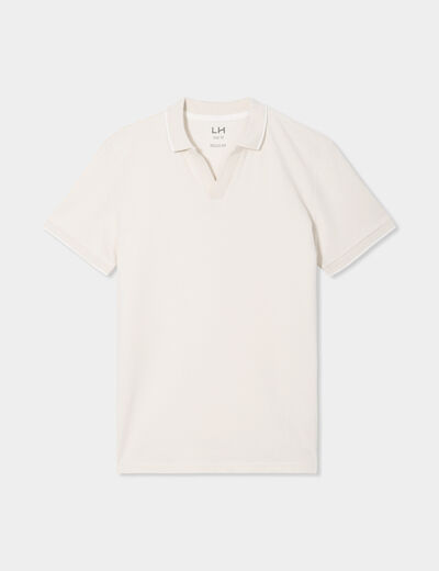 Polo droit manches courtes coton ecru homme