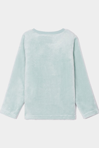 Ensemble pyjama pantalon pilou bleu gris fille