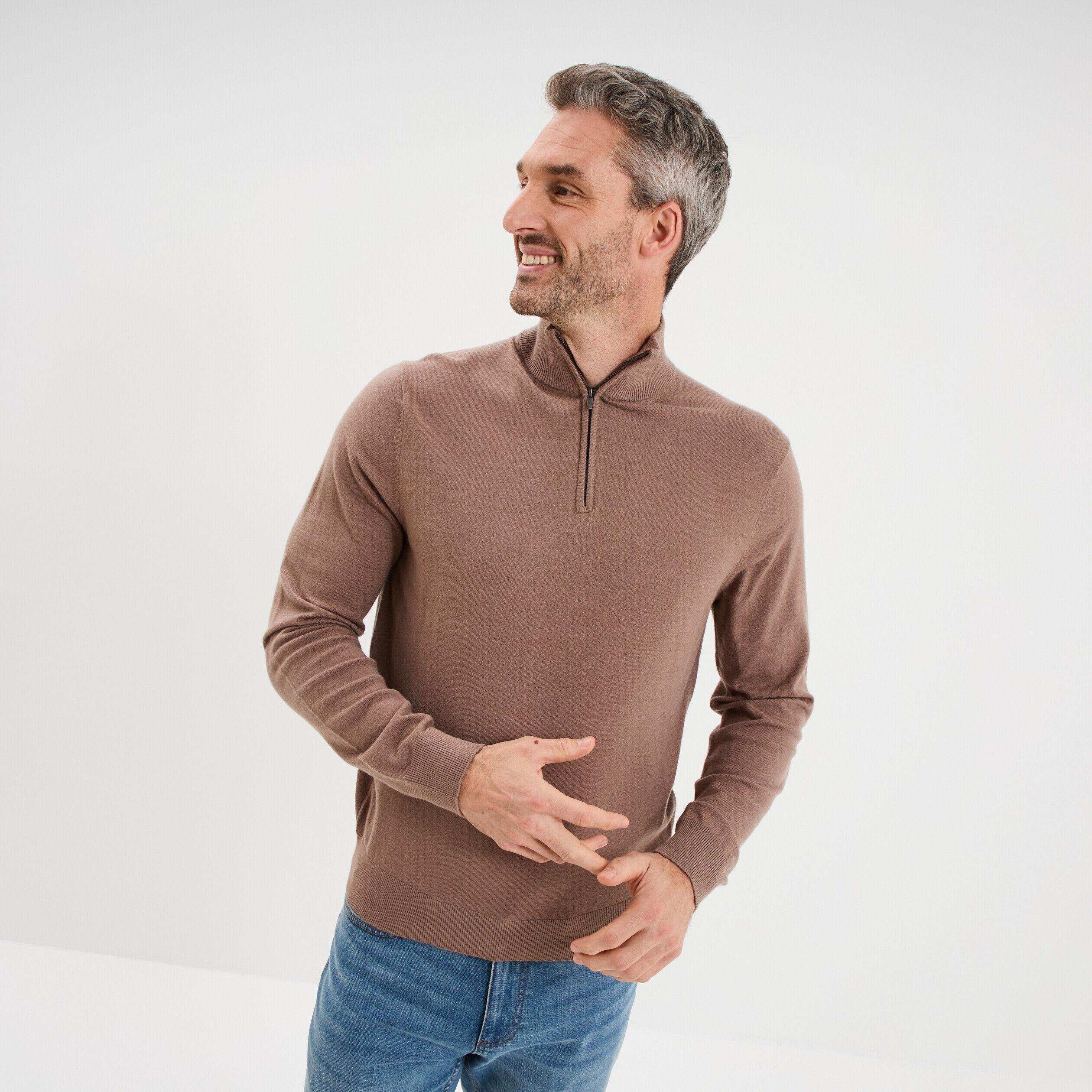 Pull camionneur manches longues gris homme LH