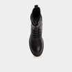 Bottines croco crant&eacute;es avec boucles noir femme
