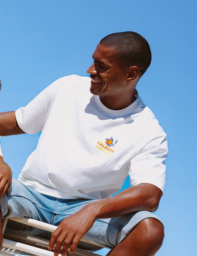 T-shirt relax manches courtes coton blanc homme