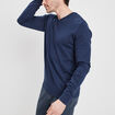 Pull jersey avec col en V bleu marine homme