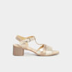 Sandales &agrave; talons pied large en cuir sable femme