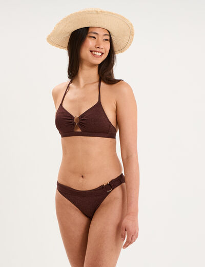 Haut de maillot de bain padd&eacute; amovible marron femme