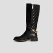 Bottes hautes matelassées avec chaînes noir femme