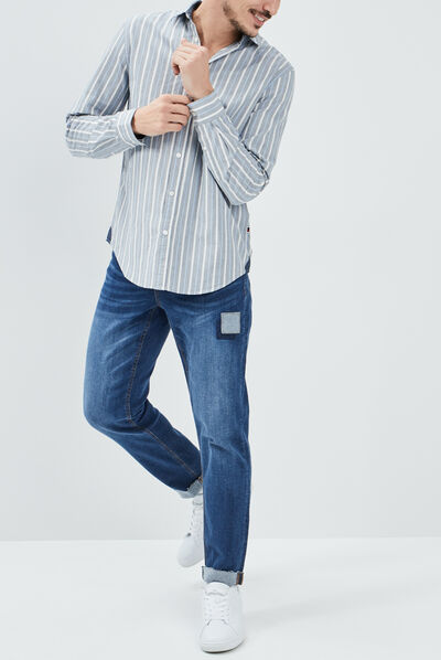 Jeans straight Creeks denim double stone homme