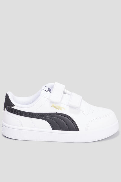 Tennis basses à scratchs Puma Shuffle blanc garçon