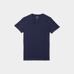 T-shirt manches courtes col tunisien bleu marine homme