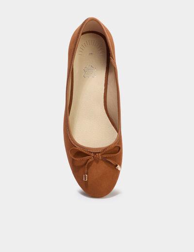 Ballerines su&eacute;dine &agrave; talons carr&eacute;s marron femme