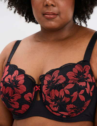 Soutien-gorge emboîtant dentelle rouge femme grande taille