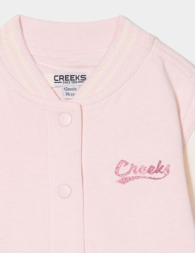 Veste teddy boutonnée rose clair bébé fille