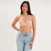 Soutien-gorge bandeau microfibre beige femme