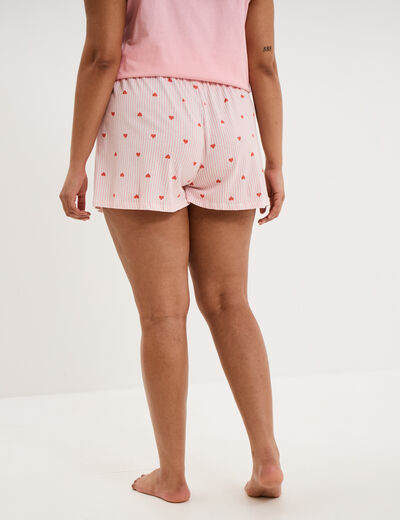Bas de pyjama short coton ecru femme grande taille