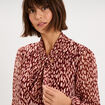 Blouse col lavalli&egrave;re manches longues bordeaux femme
