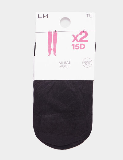 Lot 2 mi-bas transparents 15D noir femme