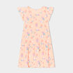 Robe courte évasée à volants orange fluo fille