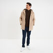 Parka mi-longue &agrave; capuche taupe homme