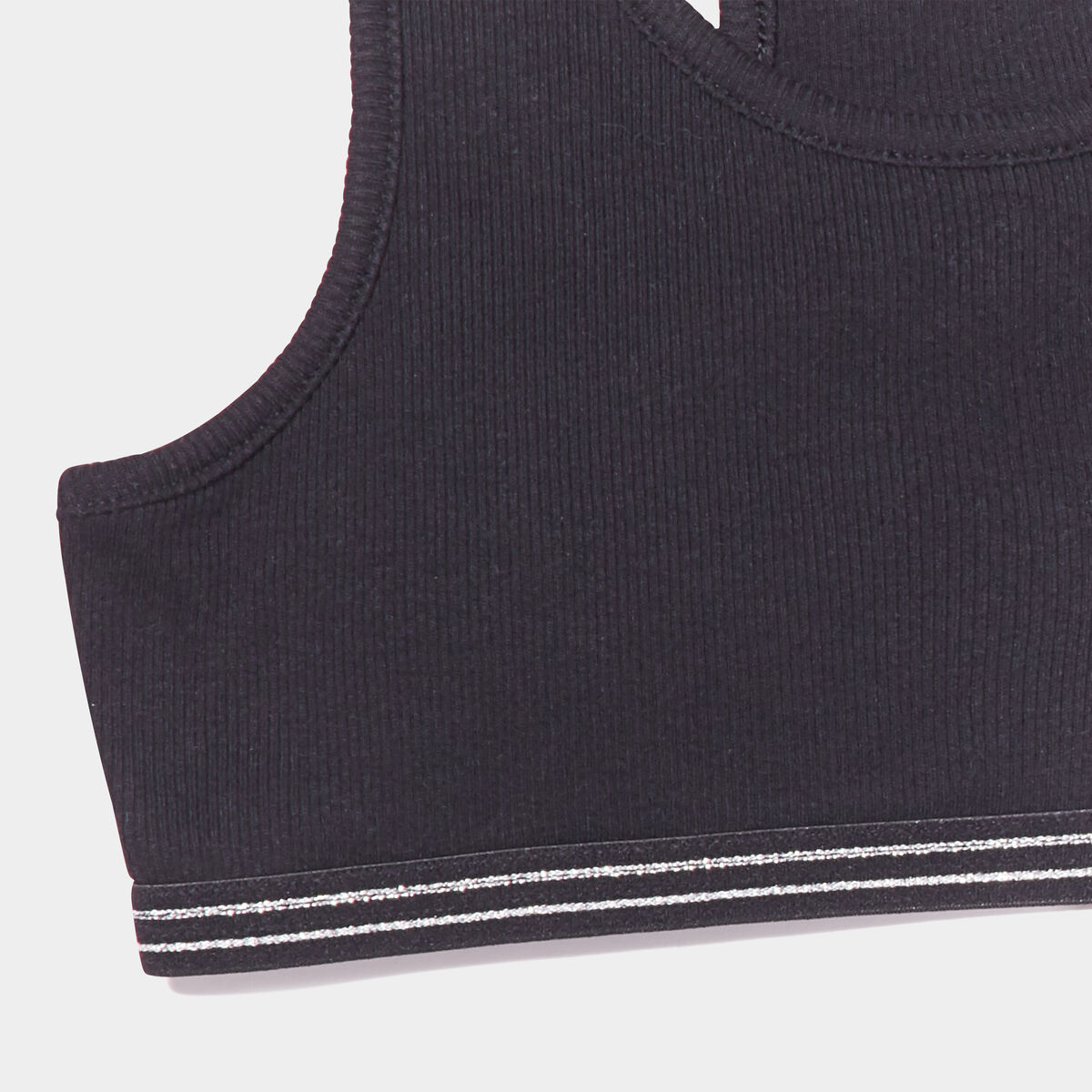 Lot 2 brassi&egrave;res effet c&ocirc;tel&eacute; coton noir fille