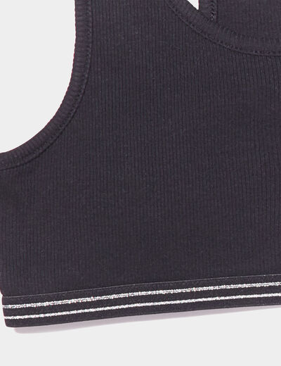 Lot 2 brassières effet côtelé coton noir fille