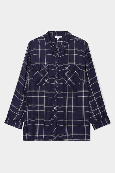 Chemise manches longues fluide bleu marine femme grande taille