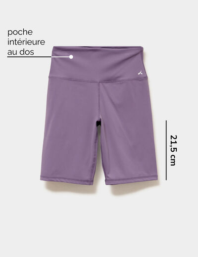Short cycliste de sport taille haute violet femme