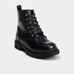 Boots crant&eacute;es vernies &agrave; paillettes noir fille