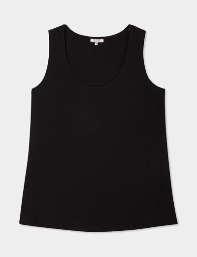 Débardeur ajusté sans manches coton noir femme grande taille