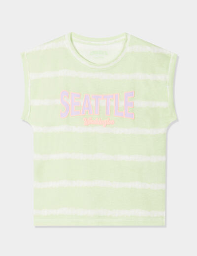 T-shirt col rond manches courtes Creeks vert anis fille