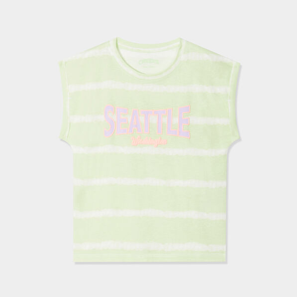 T-shirt col rond manches courtes Creeks vert anis fille