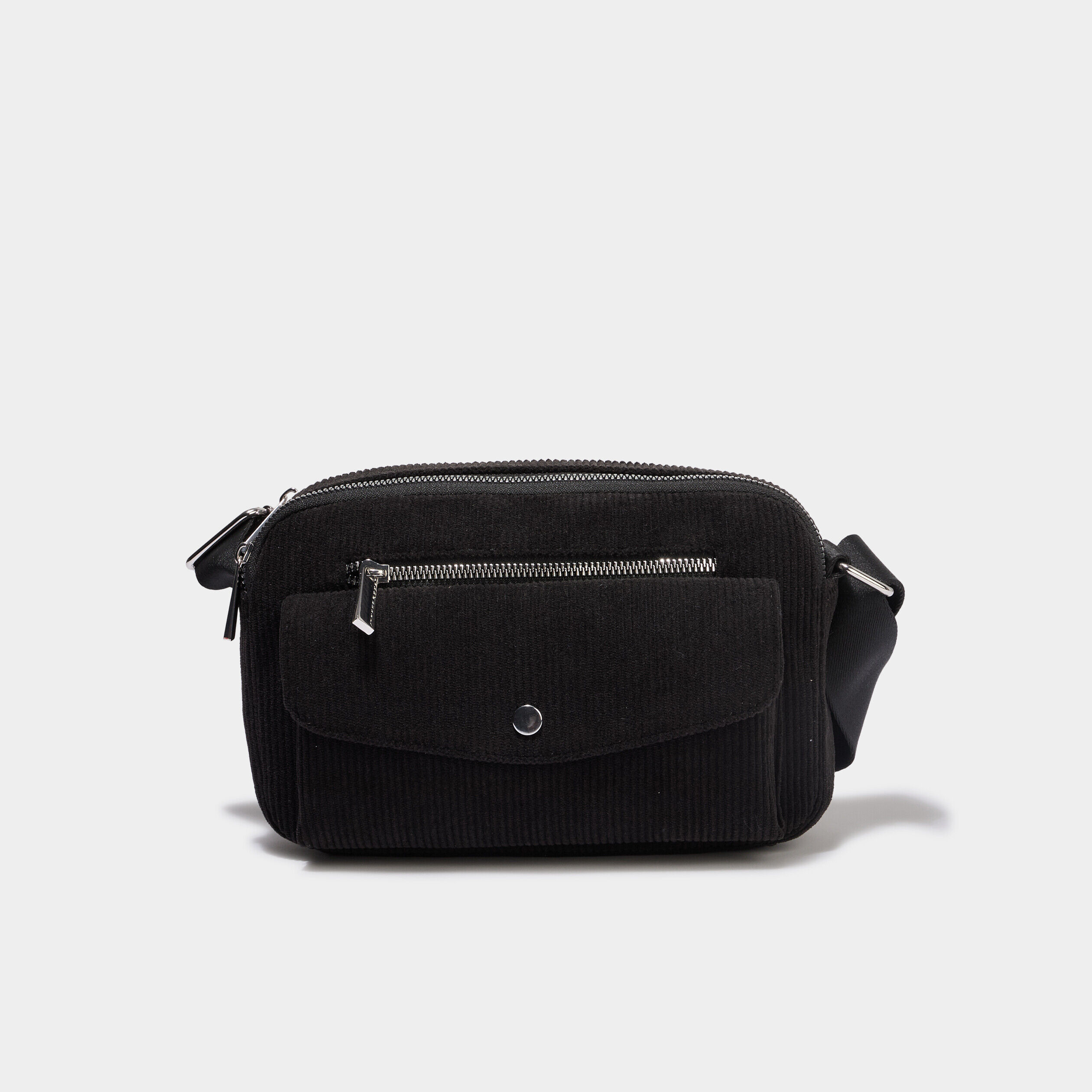 Sac rectangulaire effet velours côtelé noir femme LH