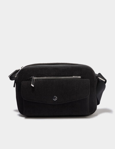 Sac rectangulaire effet velours c&ocirc;tel&eacute; noir femme
