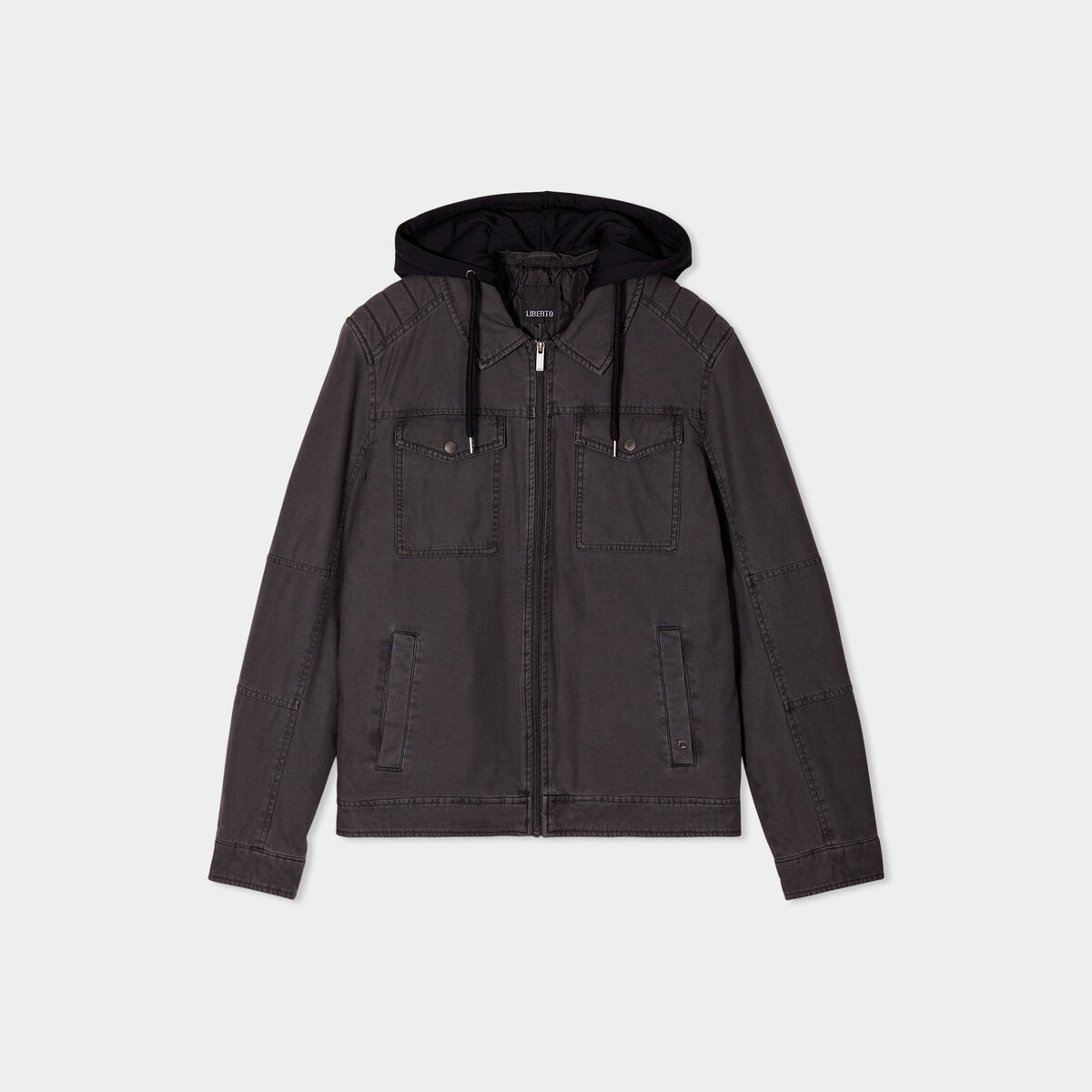 Veste à capuche amovible coton Trappeur gris foncé homme