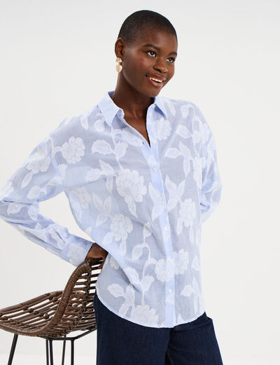 Chemise manches longues coton blanc femme