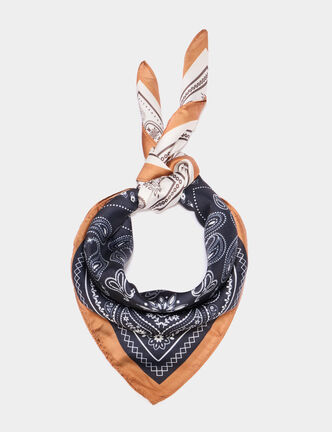 Foulard carr&eacute; satin&eacute; multicolore femme