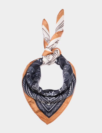 Foulard carr&eacute; satin&eacute; multicolore femme