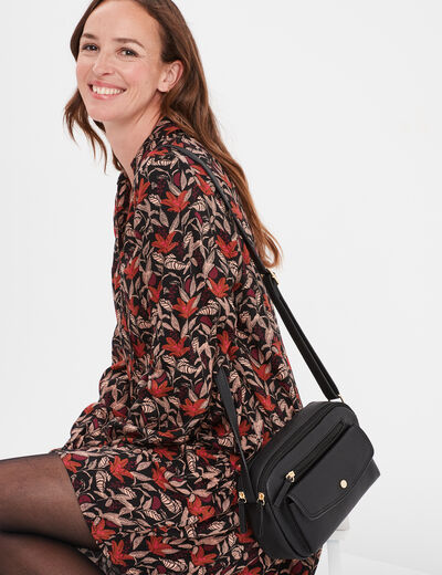 Sac pochette avec poche à rabat noir femme