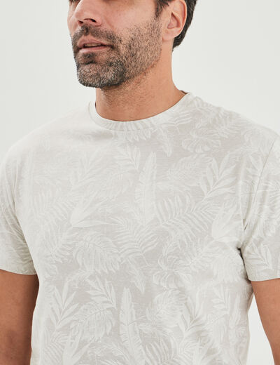 T-shirt manches courtes col rond beige homme